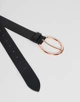 Thumbnail for your product : ASOS Design DESIGN leather large circle waist & hip jeans belt in rose gold-Black