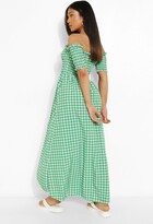 Thumbnail for your product : boohoo Petite Gingham Shirred Wrap Front Maxi Dress