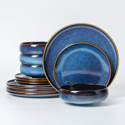 ALOFMO Luster 12 Piece Stoneware Dinnerware Set - Service For 4