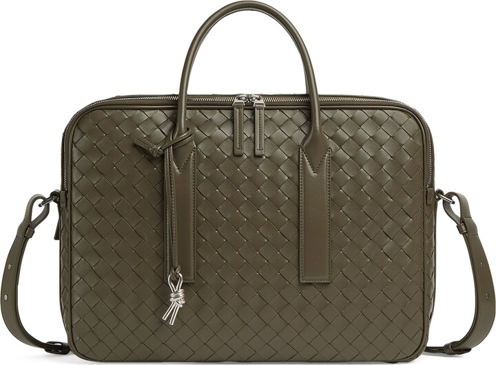 Bottega Veneta Leather Intrecciato Getaway Briefcase