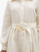 Thumbnail for your product : Taller Marmo Capri Belted Textured Silk-blend Shirt Dress - White
