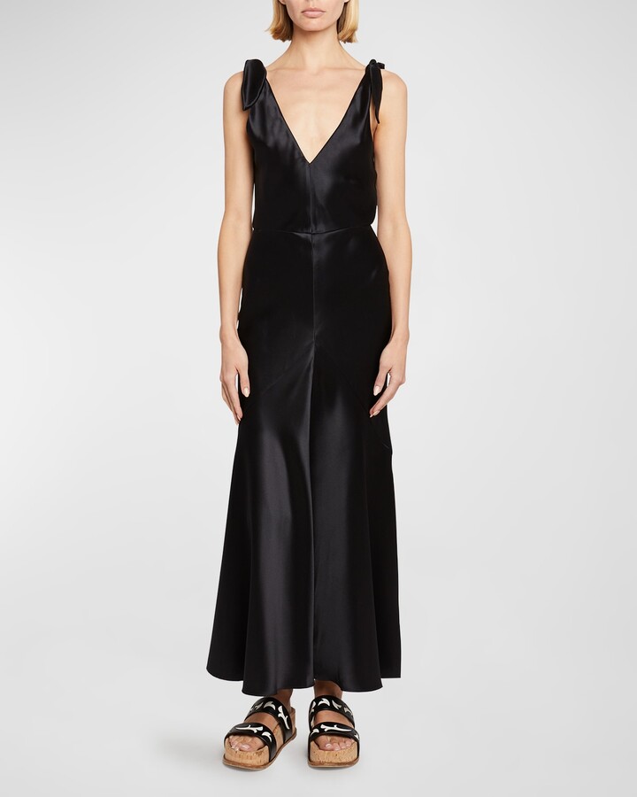 Gabriela Hearst Havilland Silk Midi Dress w/ Tie Details - ShopStyle