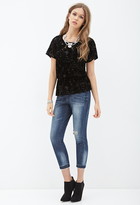 Thumbnail for your product : Forever 21 contemporary velveteen burnout peplum top