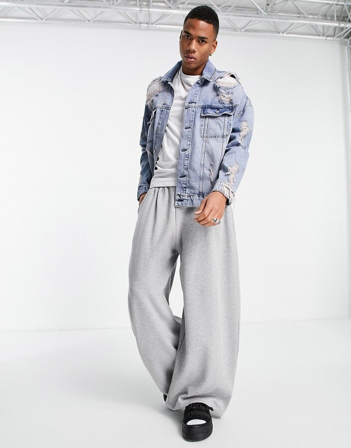 light wash denim jacket ripped