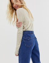 Thumbnail for your product : ASOS DESIGN full length flare jeans with pressed crease and western pockets in mid vintage wash