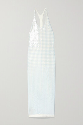 Brandon Maxwell The Liquid Checked Sequined Tulle Maxi Dress - Blue -  ShopStyle