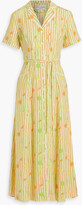 Thumbnail for your product : HVN Maria belted printed silk crepe de chine midi dress