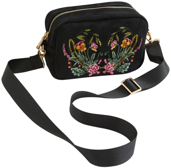 Fable England Fable Black Velvet Embroidered Camera Bag ShopStyle