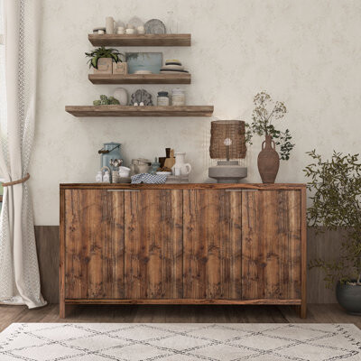 Ebern Designs Farmhouse 4-Door Wooden Accent Cabinet Sideboard Storage For Living Room Entryway