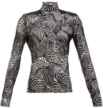 Paco Rabanne Open-back Flocked-lame Top - Black Silver
