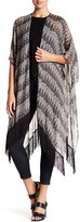 Thumbnail for your product : David & Young Fringed Feather Print Tunic Wrap