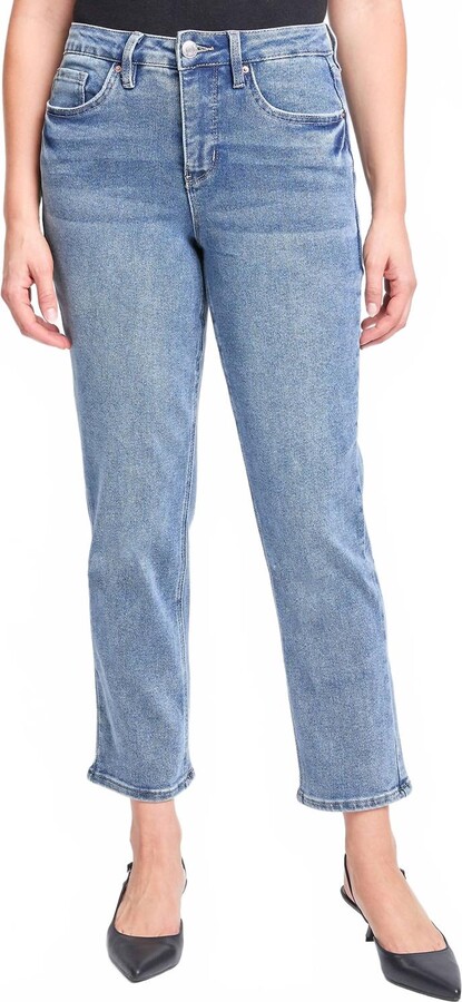 YMI Jeanswear Women's Vintage High Rise Slim Straight Jeans In Medium Wash
