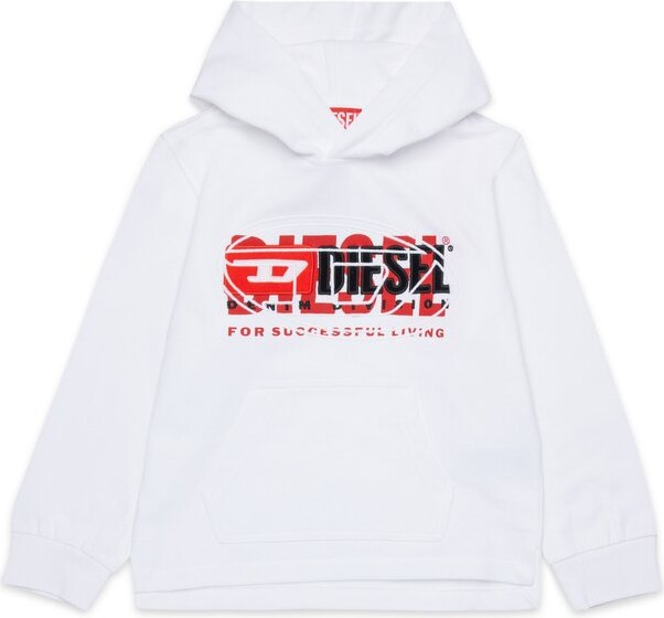 Diesel Kids Oval-D Logo Embroidered Oversized Hoodie