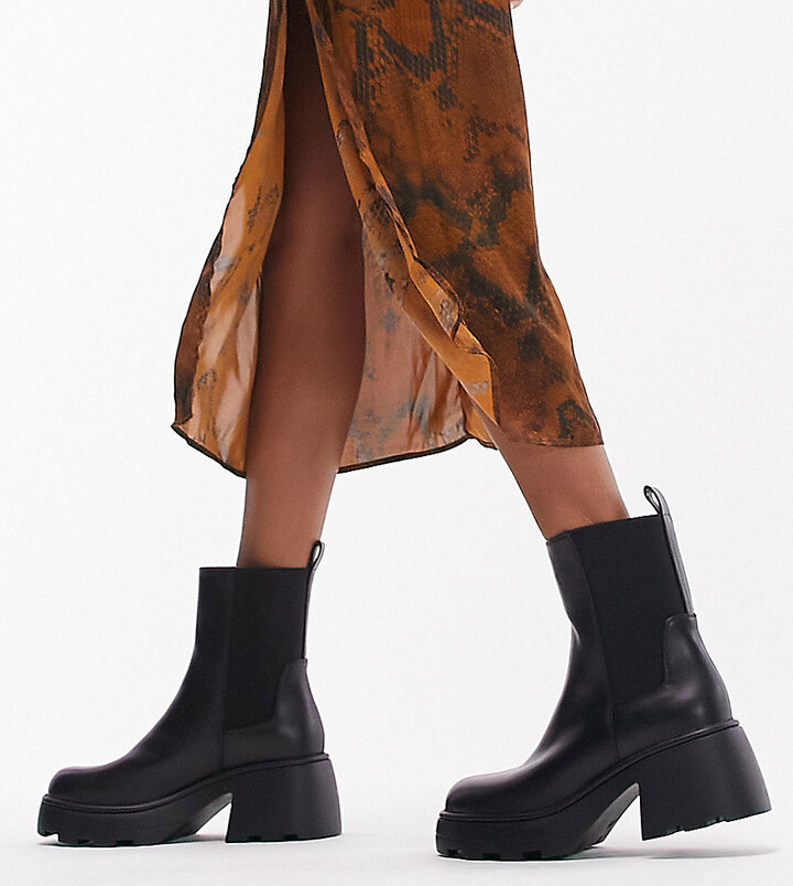 Wide Fit Margot chunky chelsea boot in black ShopStyle