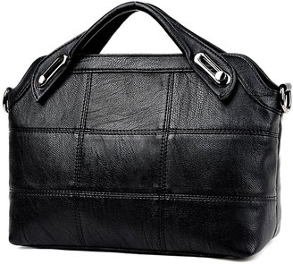 Amarte Women's Motorcycle Style Zip Bag Soft Leather Shoulder Handbag