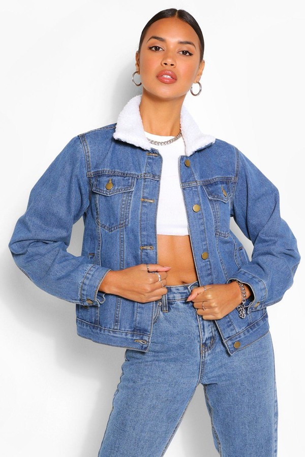 denim jacket borg collar womens