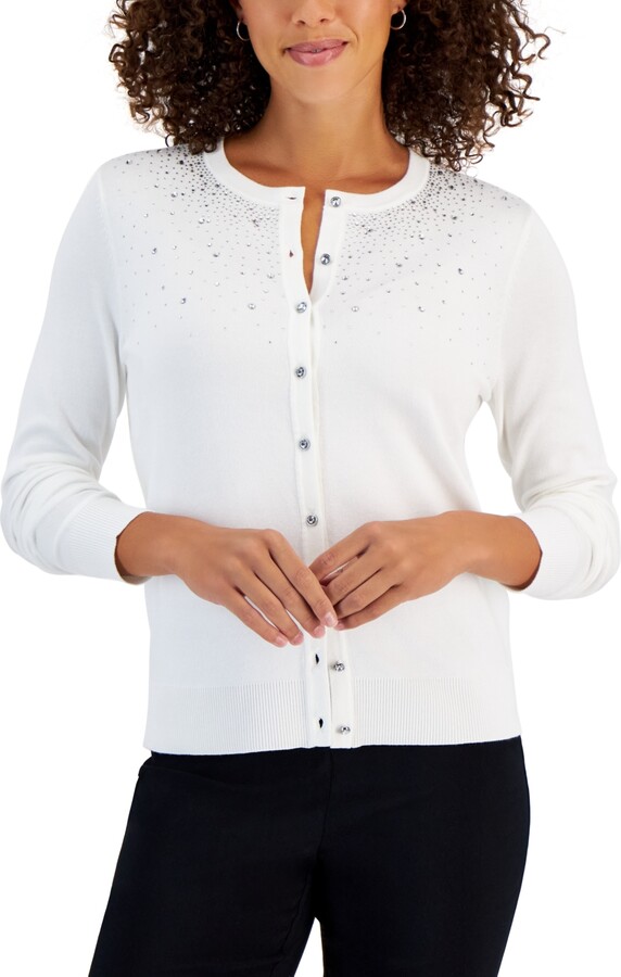 JM Collection Women's Embellished Button Cardigan, Created for Macy's