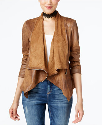INC International Concepts Draped Faux-Leather Jacket, Only at Macy's