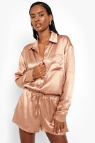 Thumbnail for your product : boohoo Textured Satin Relaxed Fit Shorts