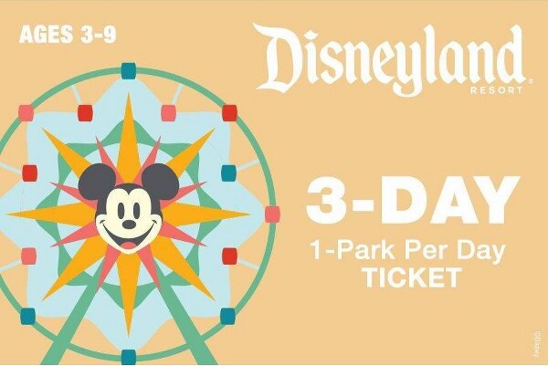 Disneyland 3 Day 1 Park per Day Ticket $390 (Ages 3-9)