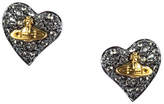 Tiny Diamante Heart Stud Earrings Gun 