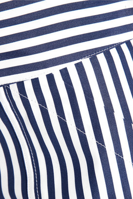Adam Lippes Cropped Striped Cotton Slim-leg Pants - Navy