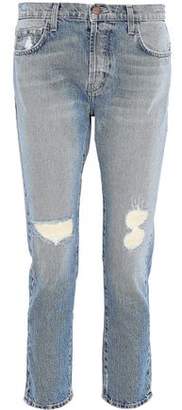 Current/Elliott Distressed Mid-Rise Skinny Jeans