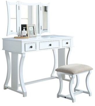 Darby Home Co Mirrors Artwork, Arinze Vanity Set With Stool And Mirror Black