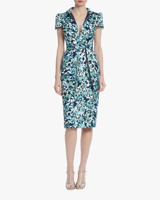 floral cloqué fitted sheath dress by zac posen