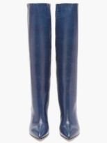 Thumbnail for your product : Paris Texas Knee-high Lizard-effect Leather Boots - Blue