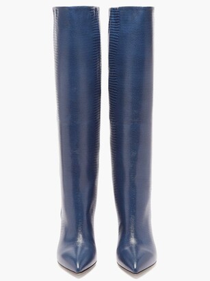 Paris Texas Knee-high Lizard-effect Leather Boots - Blue
