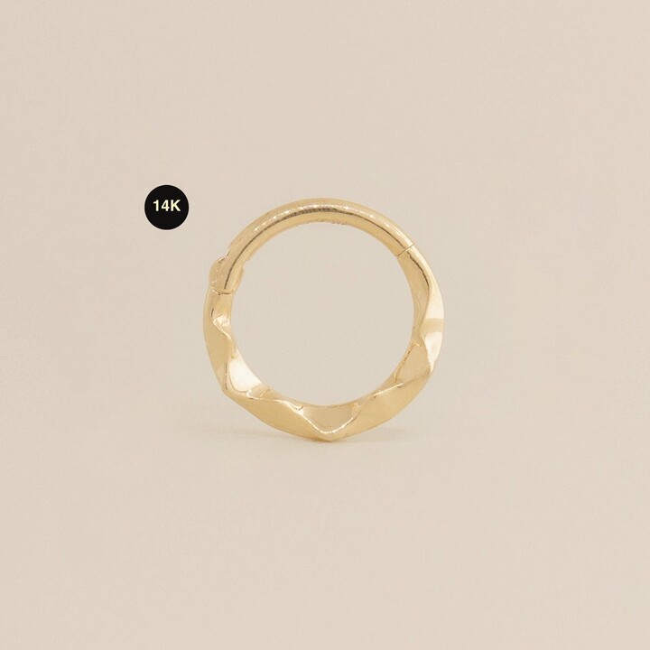 14K Solid Gold Sculptural Clicker Ring, Hoop Earring Nose Septum Cartilage