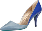 Thumbnail for your product : Lanvin Low-Heel Bicolor Pointed Single-Sole Pump, Blue