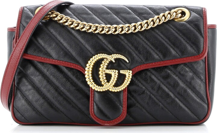 Gucci GG Marmont Flap Bag Diagonal Quilted Leather Small