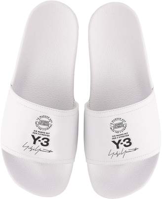 Y-3 Y 3 White and Black Adilette Slide Sandals