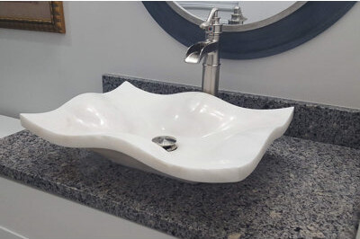 TashMart Flower Petal Stone Rectangular Vessel Bathroom Sink