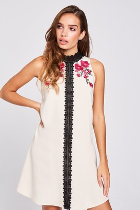 little mistress tara navy floral embroidery midi dress