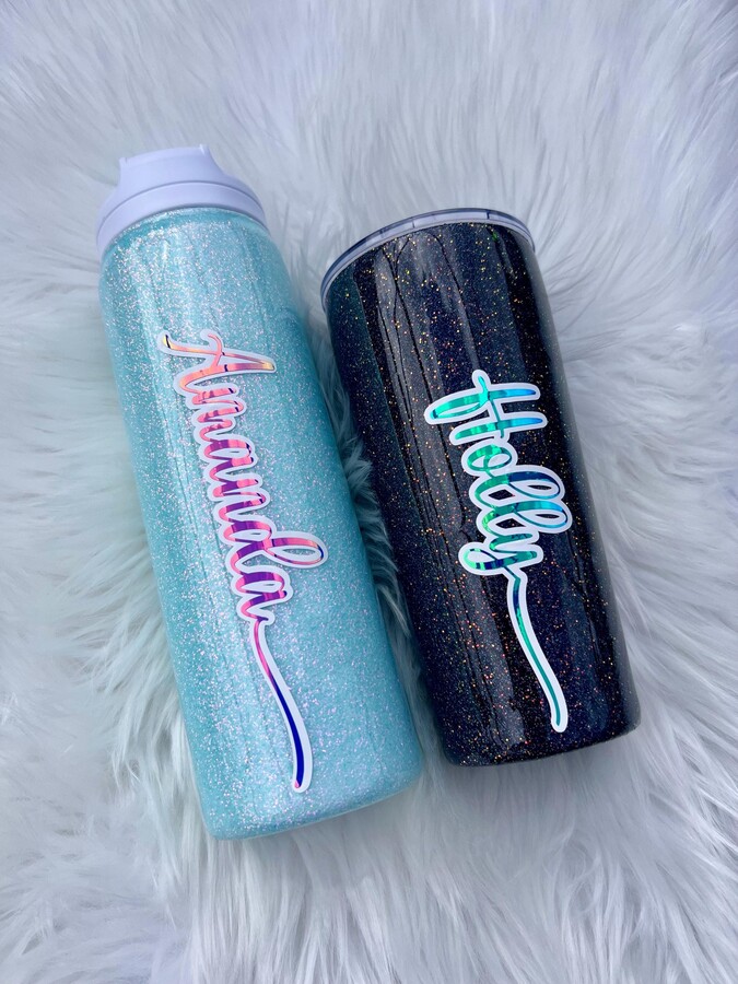 Etsy Personalized Glitter Tumbler Custom Stainless Steel Cup