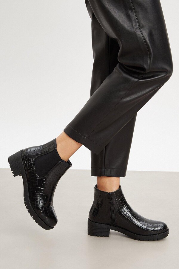 patent croc ankle boots