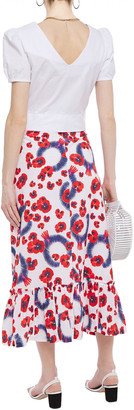 Isolda Gathered Floral-print Cotton-poplin Midi Skirt