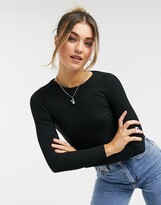 Thumbnail for your product : New Look seamed bust ribbed top in black