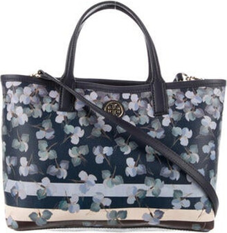 Tory Burch Blue Floral Print Handle Bag - ShopStyle
