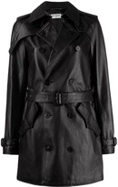 Thumbnail for your product : Saint Laurent Double-Breasted Leather Coat