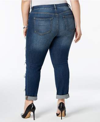 INC International Concepts Plus Size Ripped Boyfriend Jeans, Created for Macy's
