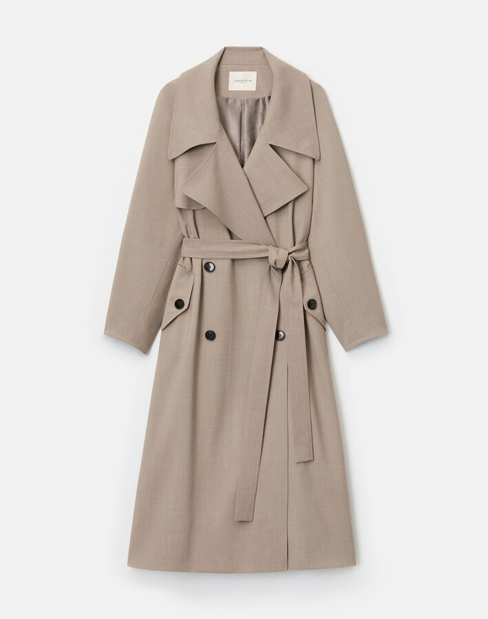 Lafayette 148 New York Responsible Stretch Wool Belted Oversized Trench Coat
