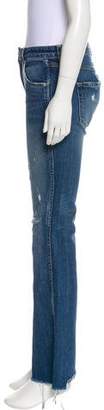 Amo Distressed Mid-Rise Wide-Leg Jeans