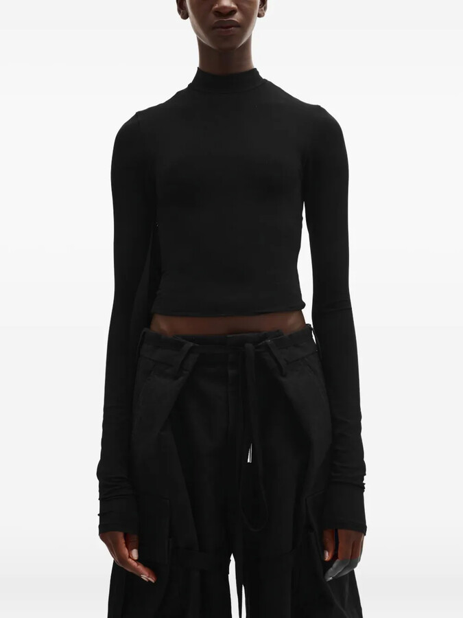 Ann Demeulemeester Wivan cropped long-sleeve fitted top