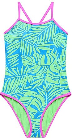 Beach Lingo Big Girls Allover Palm Print X-Back One Piece Swimsuit