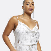 Thumbnail for your product : River Island Womens Plus Silver Foil Detail Slip Midi Dress