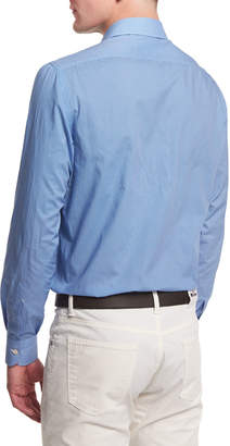 Kiton Mini Dot-Print Long-Sleeve Sport Shirt, Blue